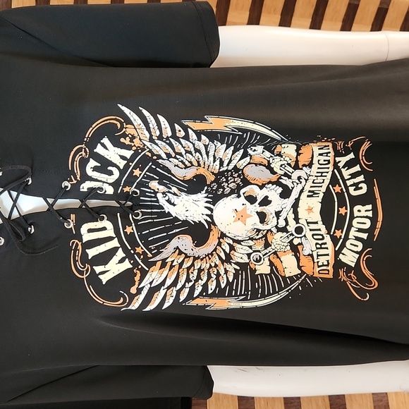 NWOT! Kid Rock leather tie stretch top - Picture 1 of 5